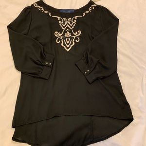 Black Appliqué Top with Cut Out Back